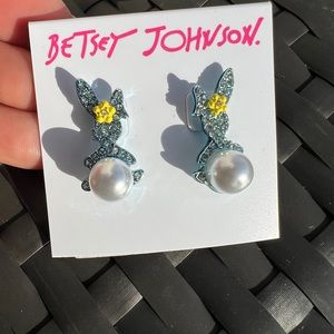Betsey Johnson Blue Easter Bunny Drop Earrings NEW